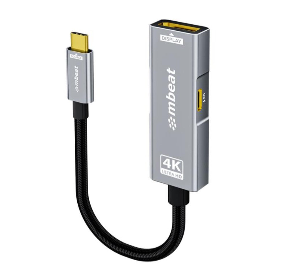 mbeat Tough Link USB-C to DP Adapter with 100W PD - Space Grey 4K (3840 x 2160) @60Hz, 2K (2560 x 1440) @144Hz, 1080p (1920 x 1080) @240Hz mbeat Tough Link USB-C to DP Adapter with 100W PD - Space Grey 4K (3840 x 2160) @60Hz, 2K (2560 x 1440) @144Hz, 1080p (1920 x 1080) @240Hz